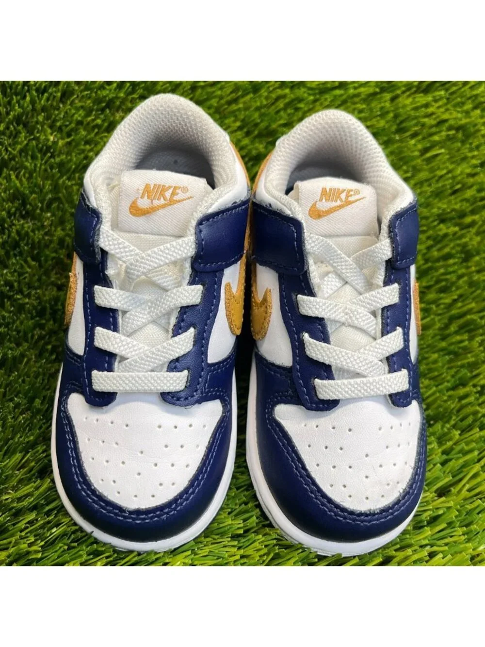 Nike Dunk Low Toddler Size 7C White Blue Athletic Walking Leather Shoes Sneakers